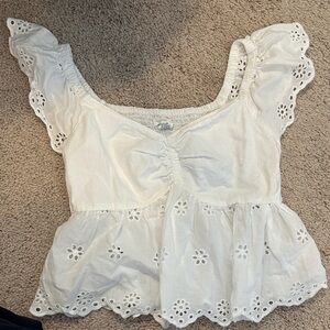 Japna White Eyelet Lace Blouse